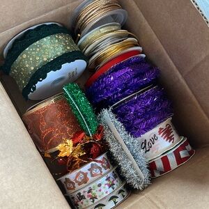 14 rolls Halloween Valentine Christmas themed wired and non-wired ribbon